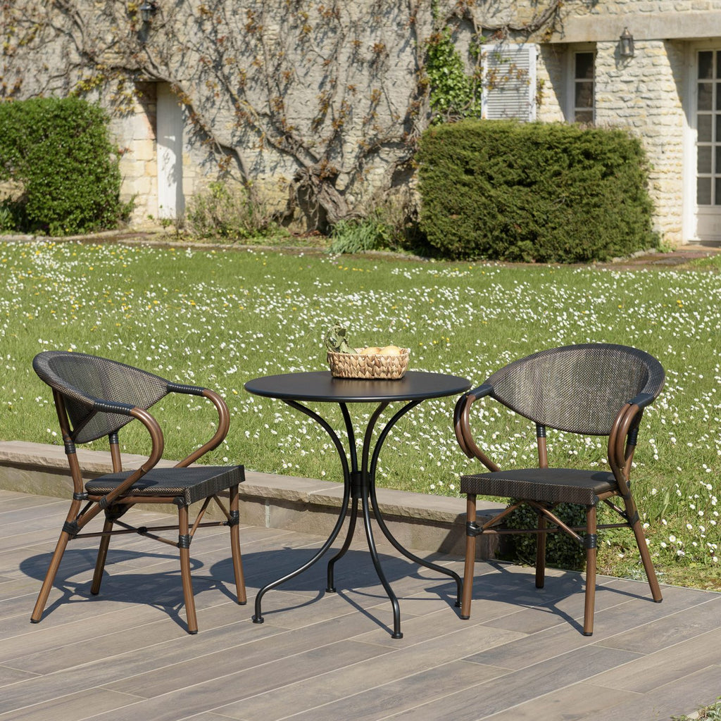 Vianney - Salon De Jardin 2 Pers - Marron/Noir