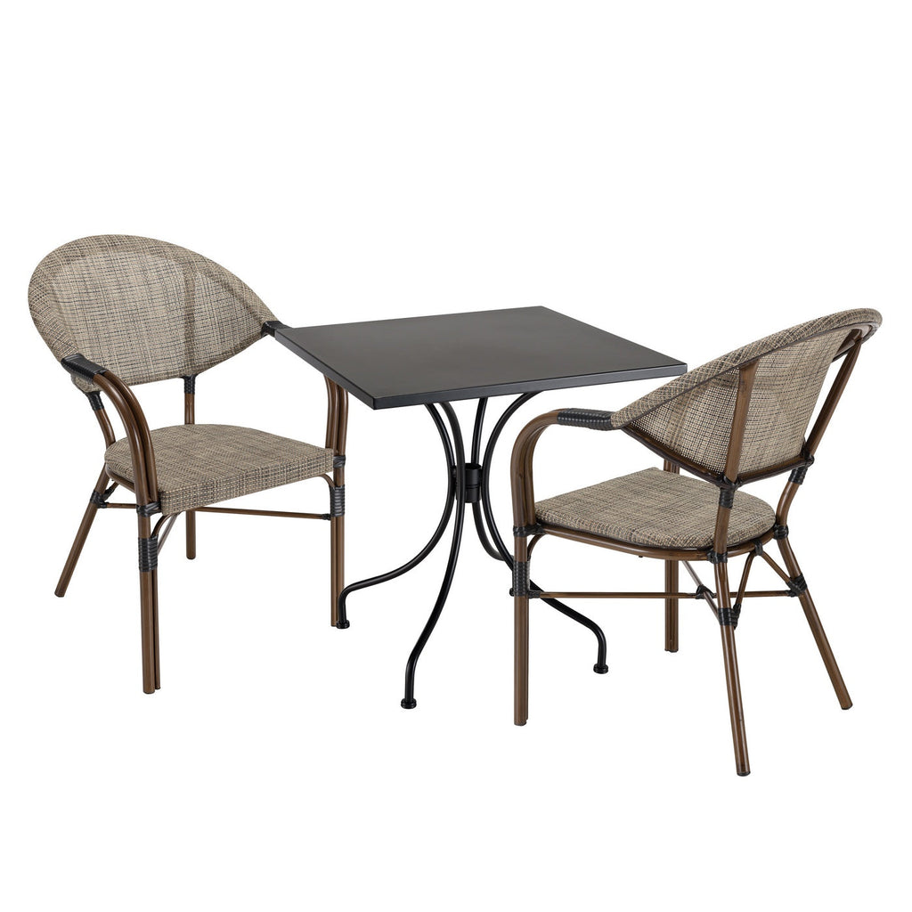 Vianney - Salon De Jardin 2 Pers - Taupe/Noir