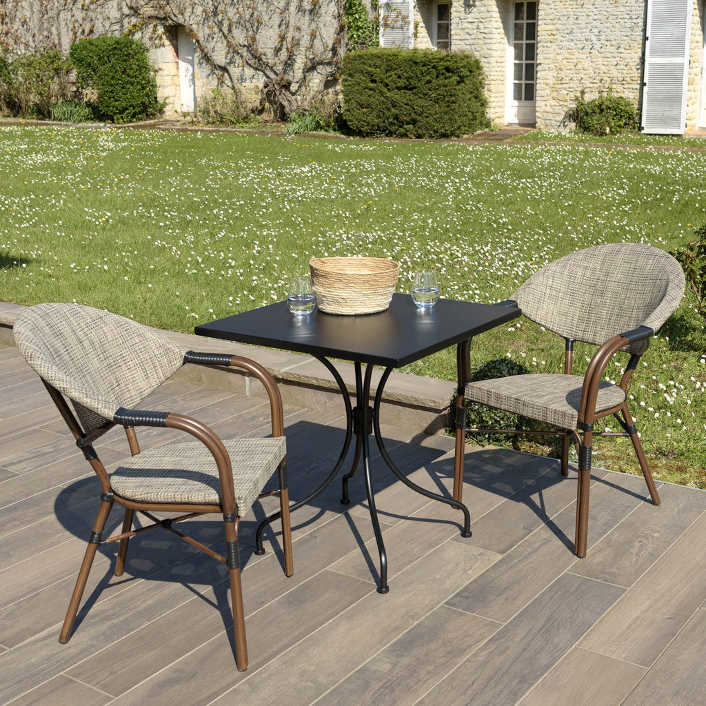 Vianney - Salon De Jardin 2 Pers - Taupe/Noir