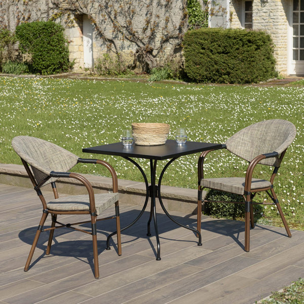 Vianney - Salon De Jardin 2 Pers - Taupe/Noir