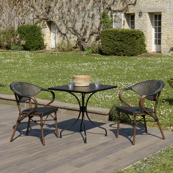 Vianney - Salon De Jardin 2 Pers - Noir/Marron