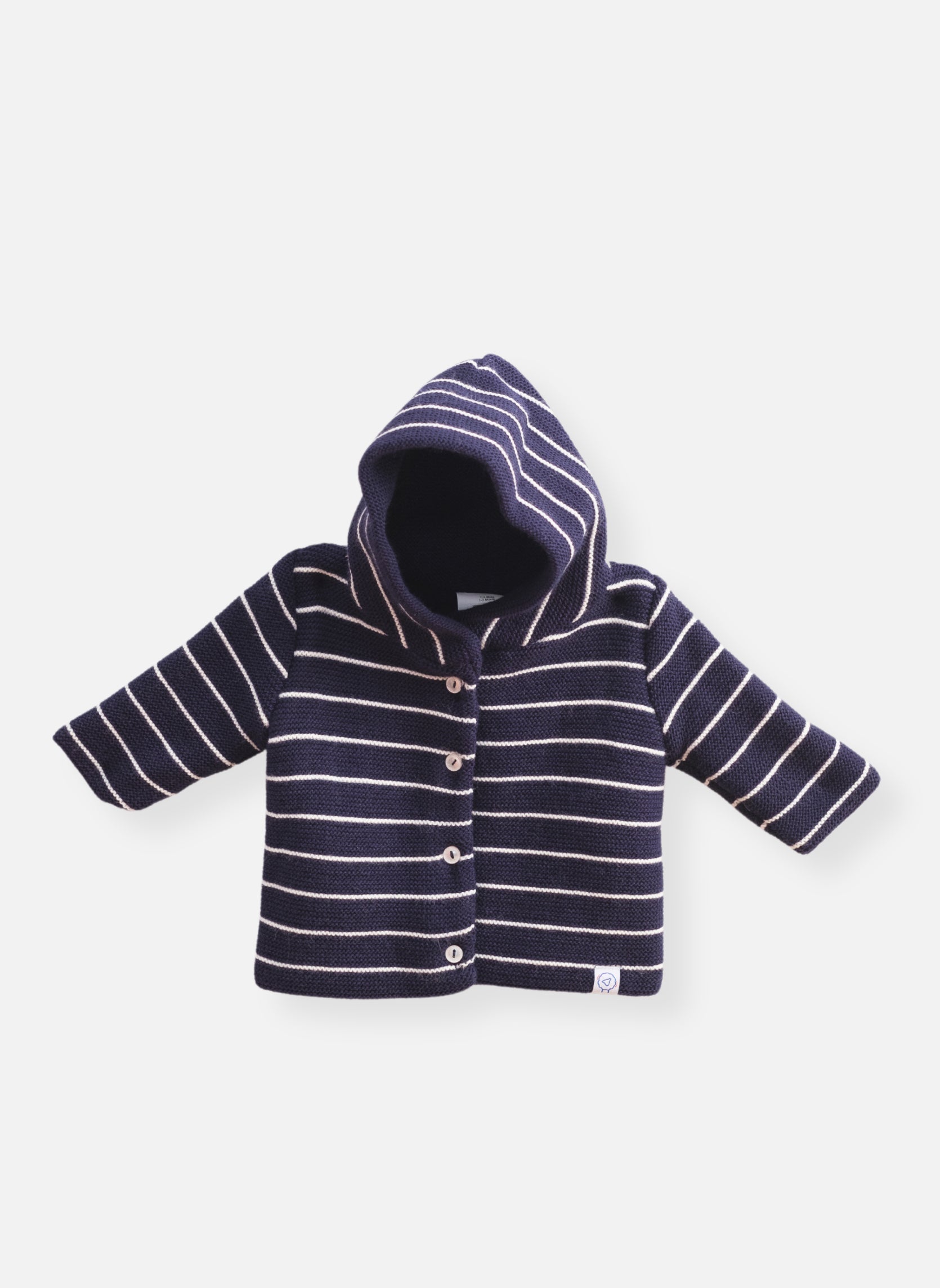 Manteau En Tricot Les Basiques - Marine À Rayures Écru