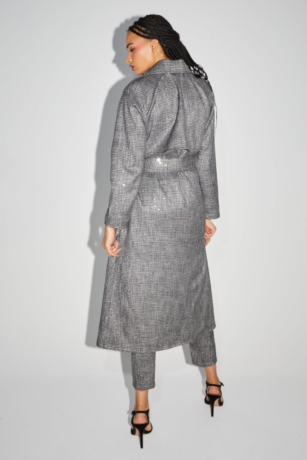 Le Trench Lauren Tartan Paillettes Gris