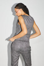 Le Gilet Tailleur Karl Tartan Paillettes Gris