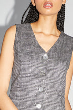 Le Gilet Tailleur Karl Tartan Paillettes Gris