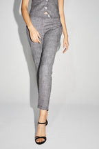 Le Pantalon Silvana Tartan Paillettes Gris