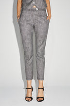 Le Pantalon Silvana Tartan Paillettes Gris