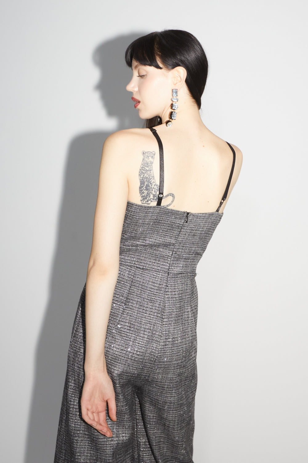 La Jumpsuit Juliette Tartan Paillettes Gris