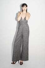 La Jumpsuit Juliette Tartan Paillettes Gris