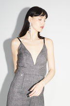 La Jumpsuit Juliette Tartan Paillettes Gris