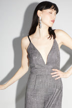La Jumpsuit Juliette Tartan Paillettes Gris