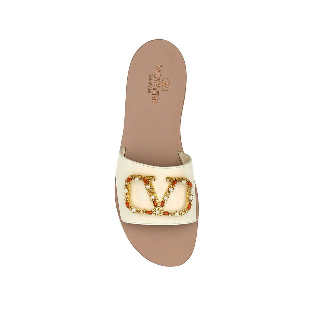 Sandales Valentino Garavani Vlogo Leather - White - Femme