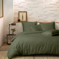 Parure De Lit Complète - 3 Pièces - 100% Percale De Coton - Kaki