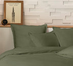 Parure De Lit Complète - 3 Pièces - 100% Percale De Coton - Kaki
