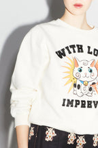 Le Sweatshirt Eddie Lucky Cat Blanc