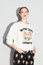 Le Sweatshirt Eddie Lucky Cat Blanc
