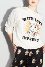 Le Sweatshirt Eddie Lucky Cat Blanc