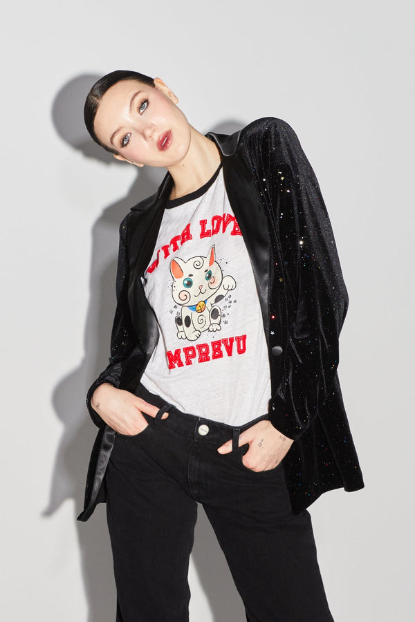 Le Tshirt Fred Lucky Cat Blanc