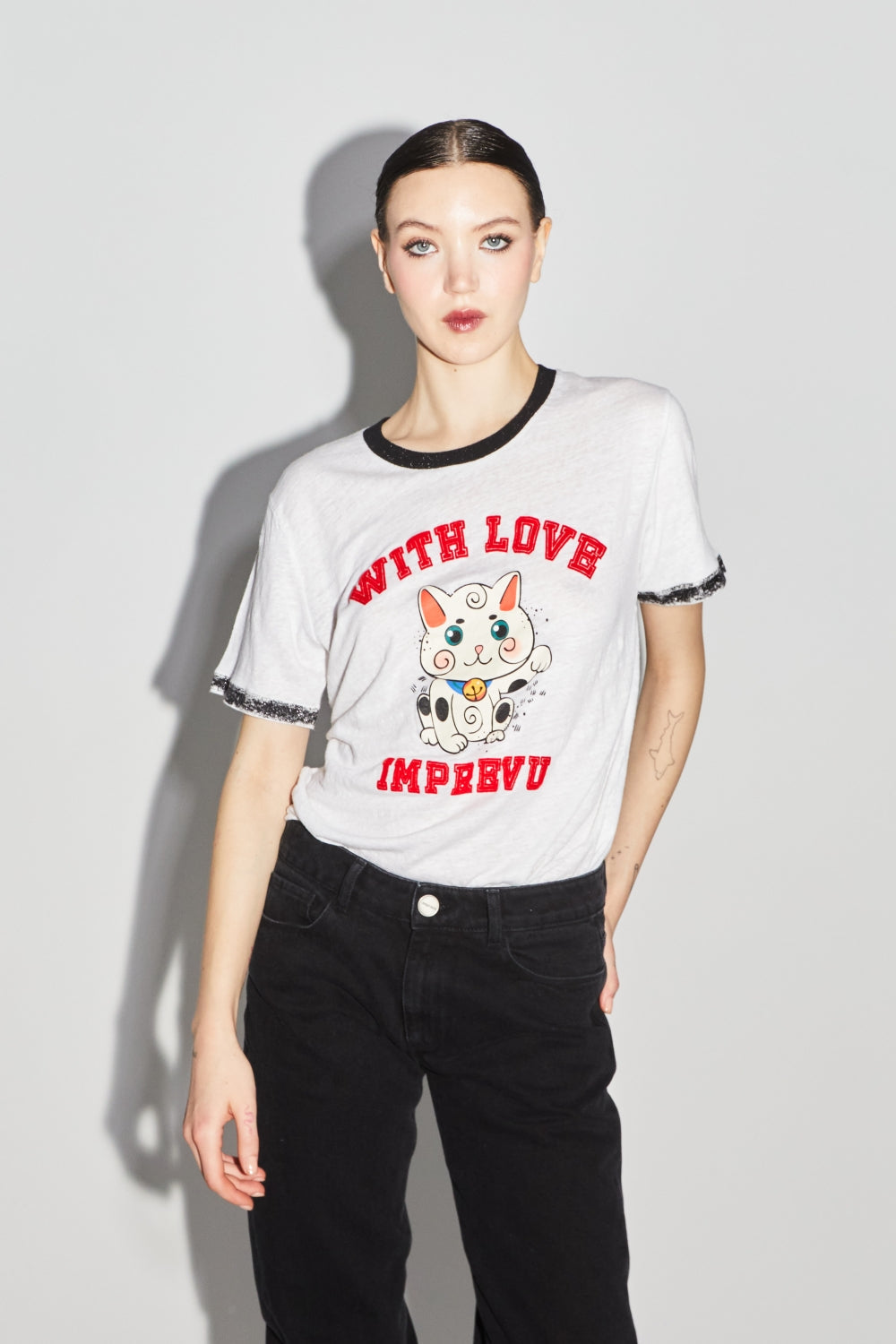 Le Tshirt Fred Lucky Cat Blanc