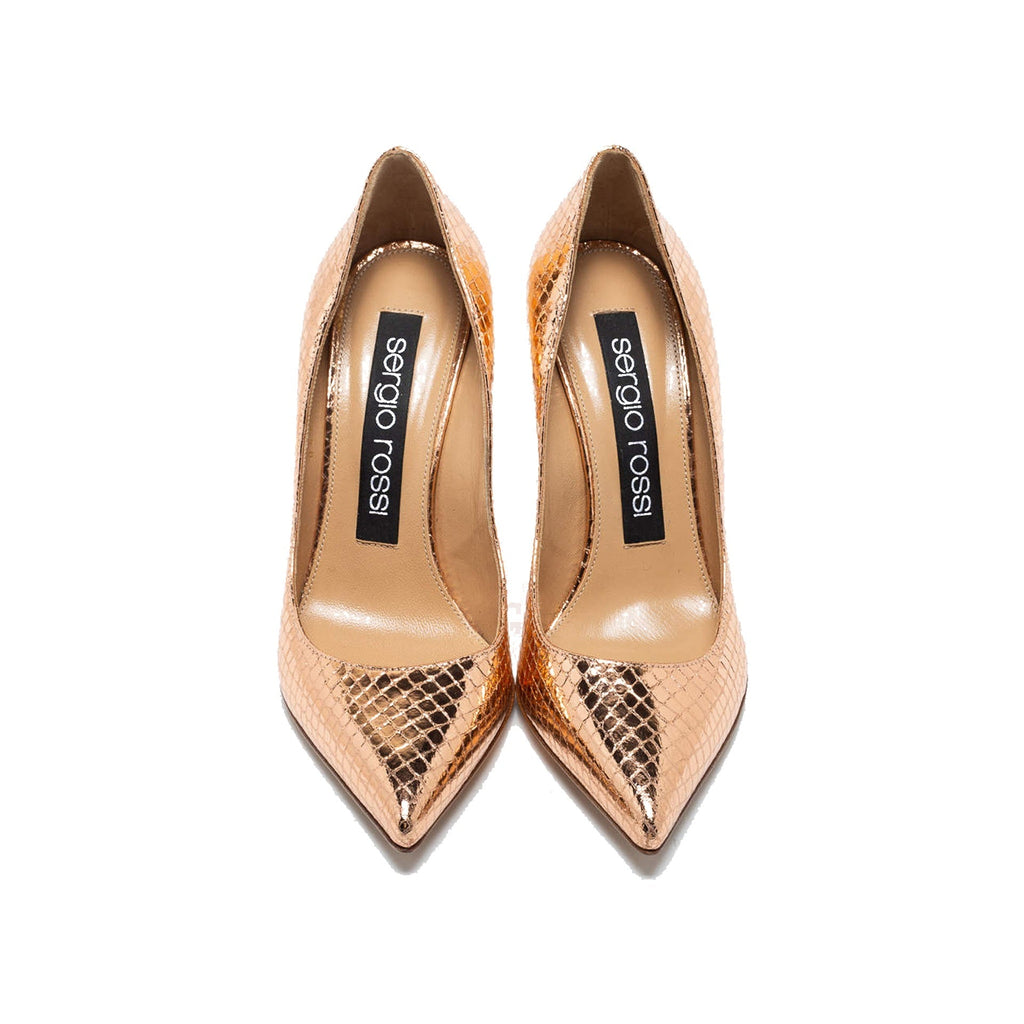 Escarpins - Sergio Rossi Godiva 090 Python Effect - Rose Gold