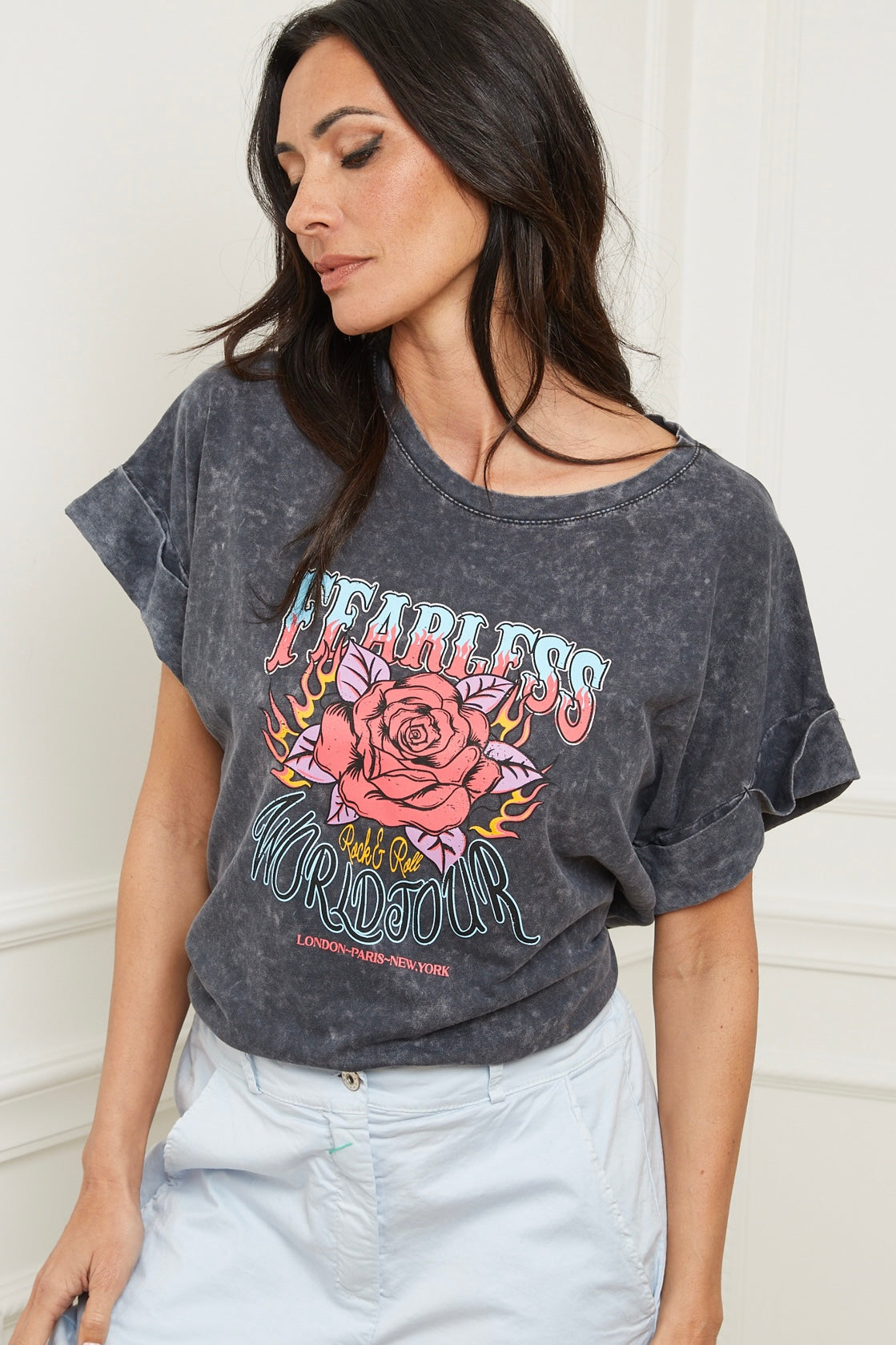 Tee Shirt Roses - Gris