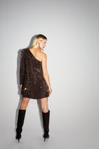 La Robe Courte Mia Paillettes Chocolat