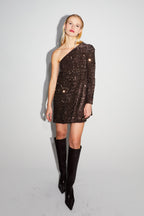 La Robe Courte Mia Paillettes Chocolat