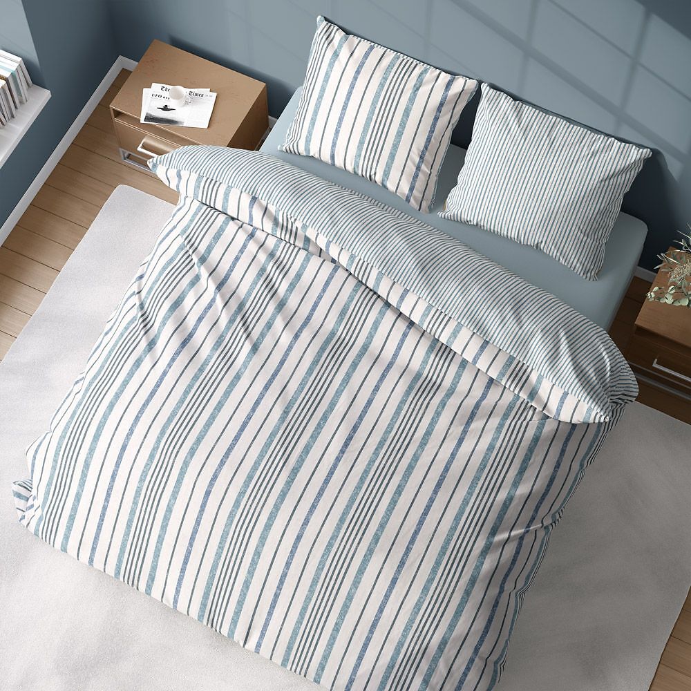 Parure Housse De Couette 100%Coton Lyocell 57Fils/Cm2 Calanque - Imprimé