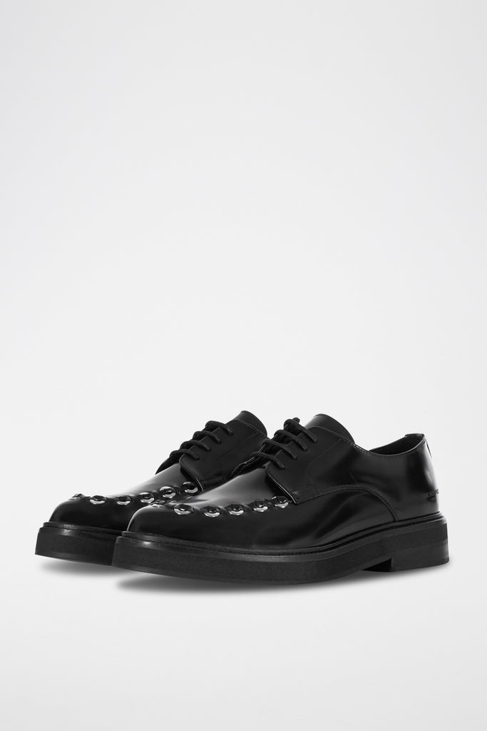 The Kooples - Derbys En Cuir Noir - Femme