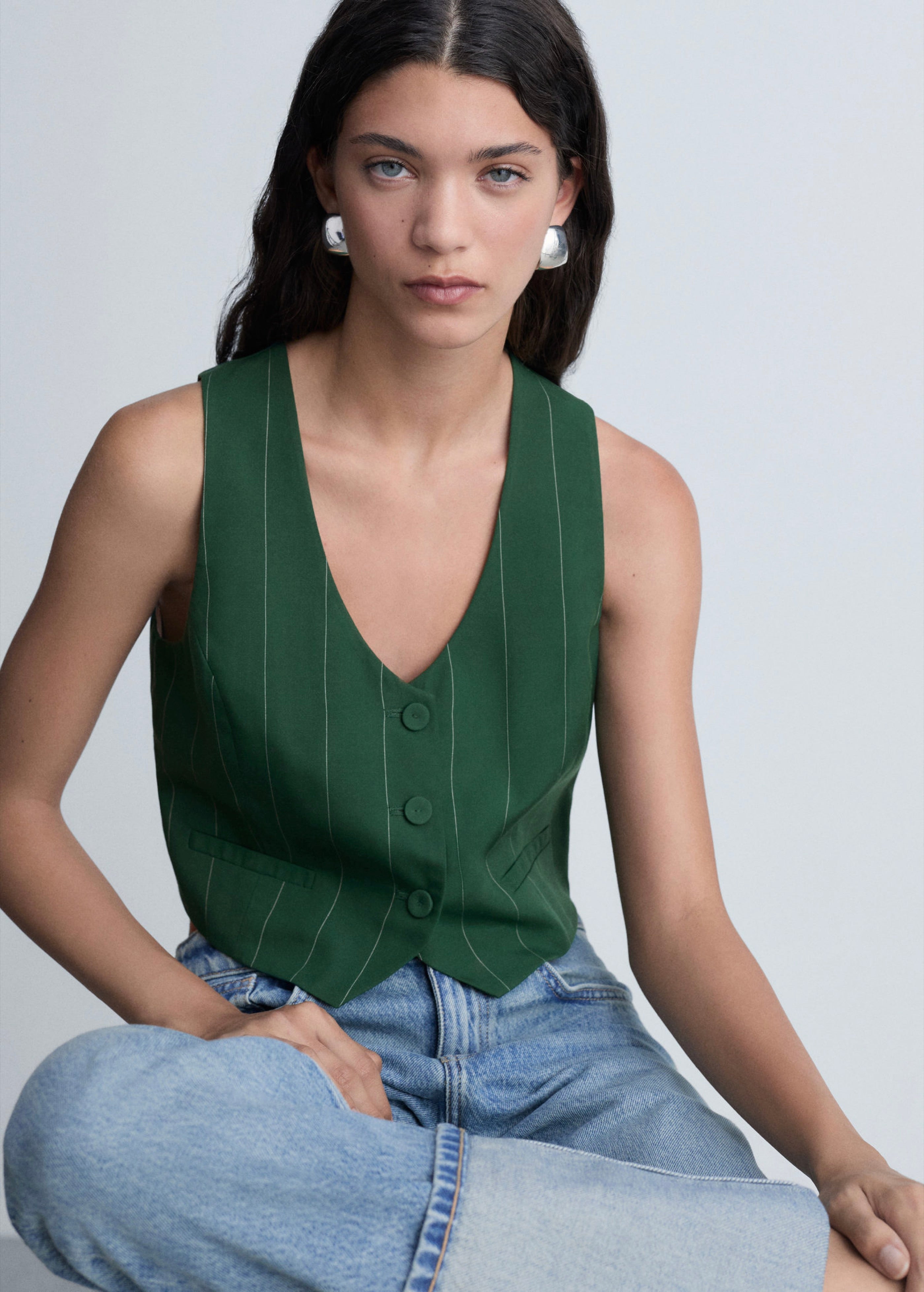Gilet De Costume À Fines Rayures