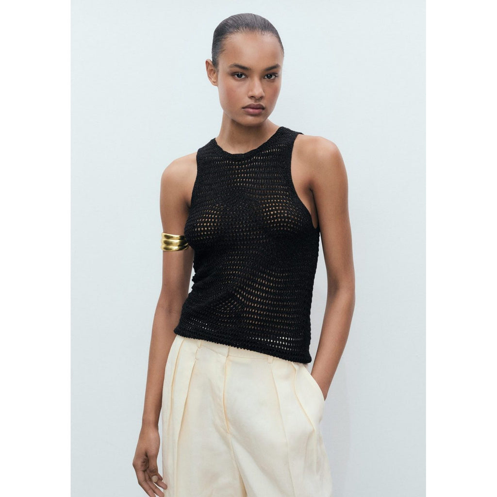 Top Lurex Maille Ajourée