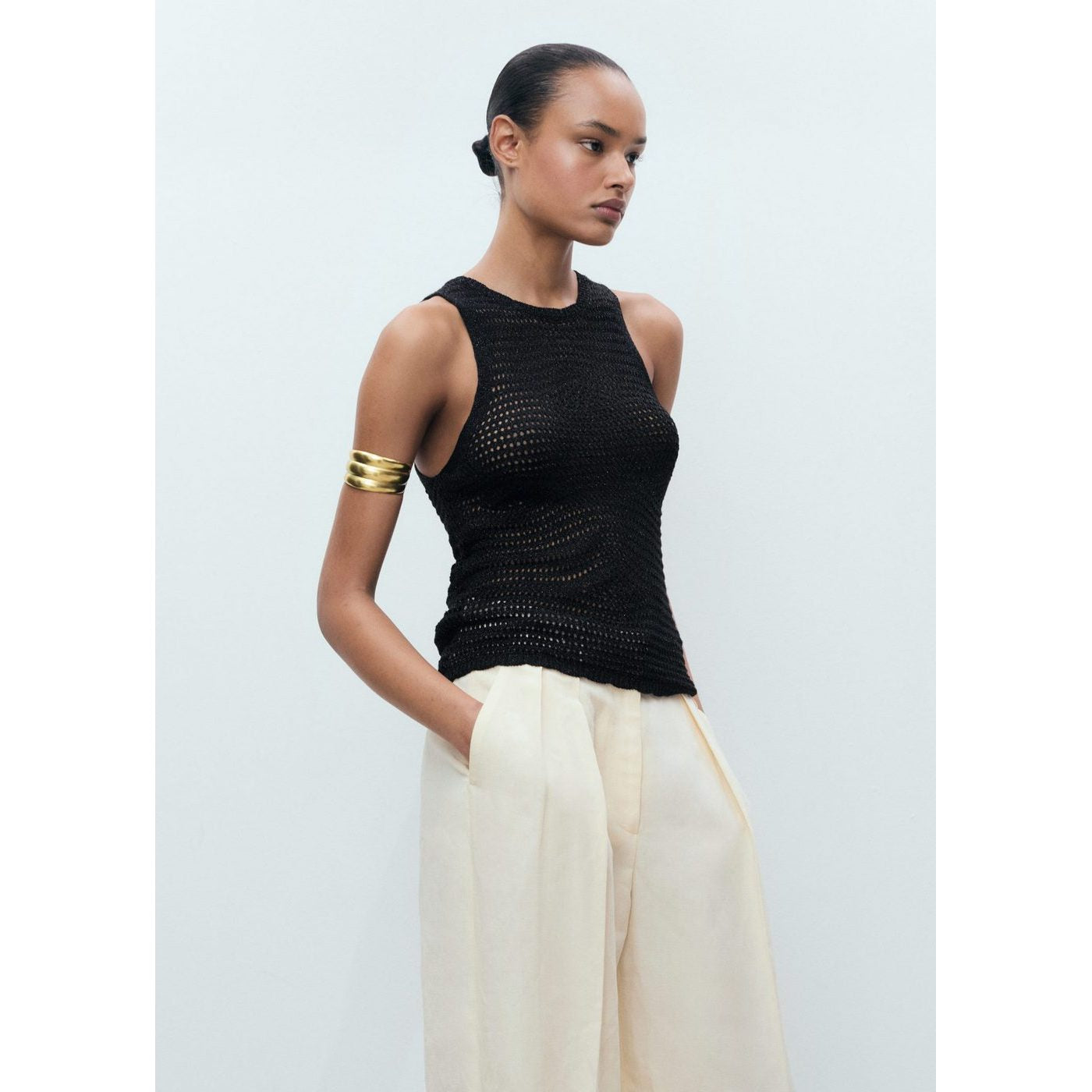 Top Lurex Maille Ajourée