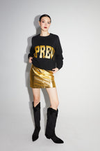 La Mini Jupe Stella Effet Cuir Métallisé Gold