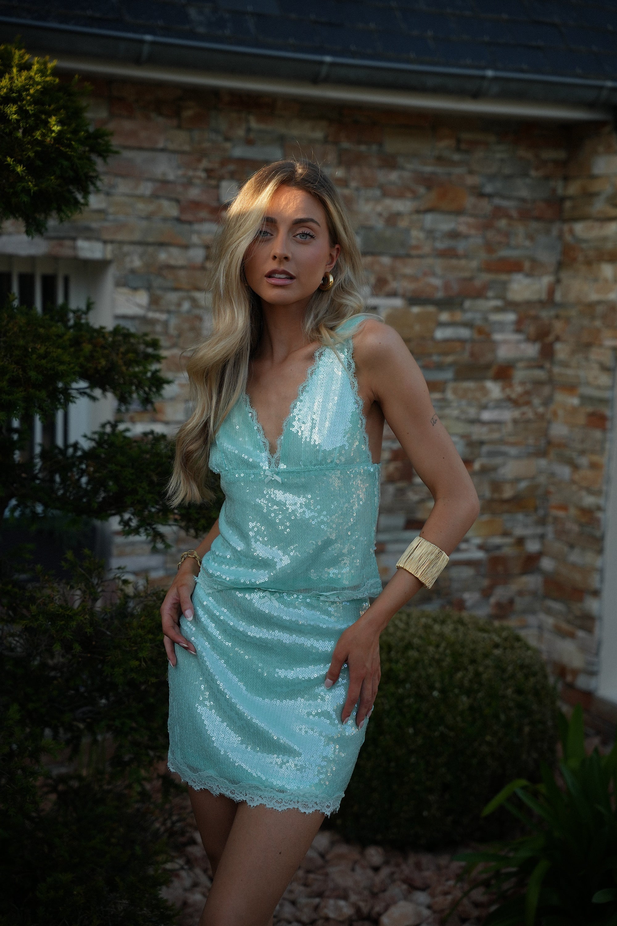 Jupe À Sequins Saya - Bleue