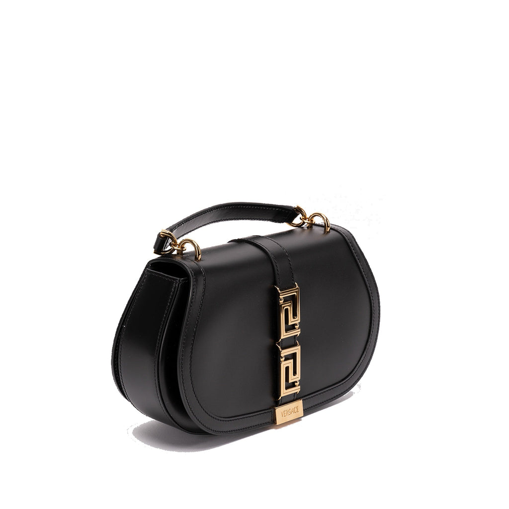 Versace Leather Greca Goddess Handle Bag - Black - Femme