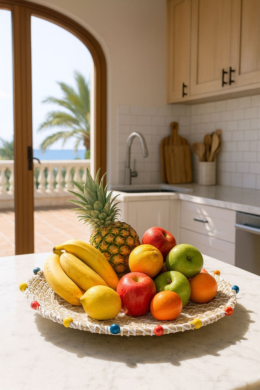 Milos - Panier Rond - Jonc De Mer/Bois