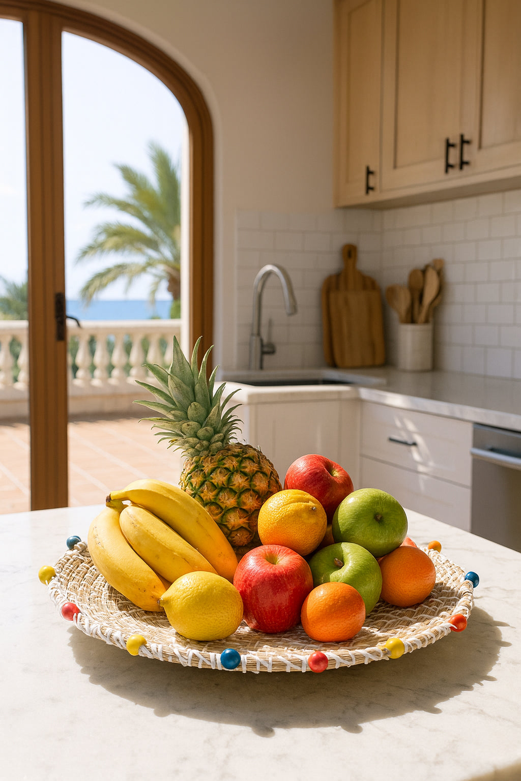 Milos - Panier Rond - Jonc De Mer/Bois