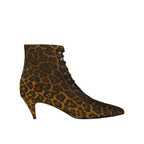 Bottes - Saint Laurent Kiki Lace-Up Leopard-Print Ankle  - Brown