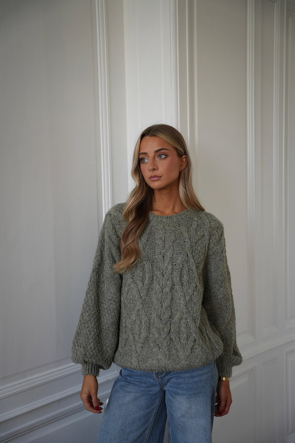 Pull Torsadé Santana - Kaki Clair