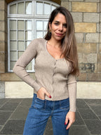 Cardigan Fin Louise Taupe