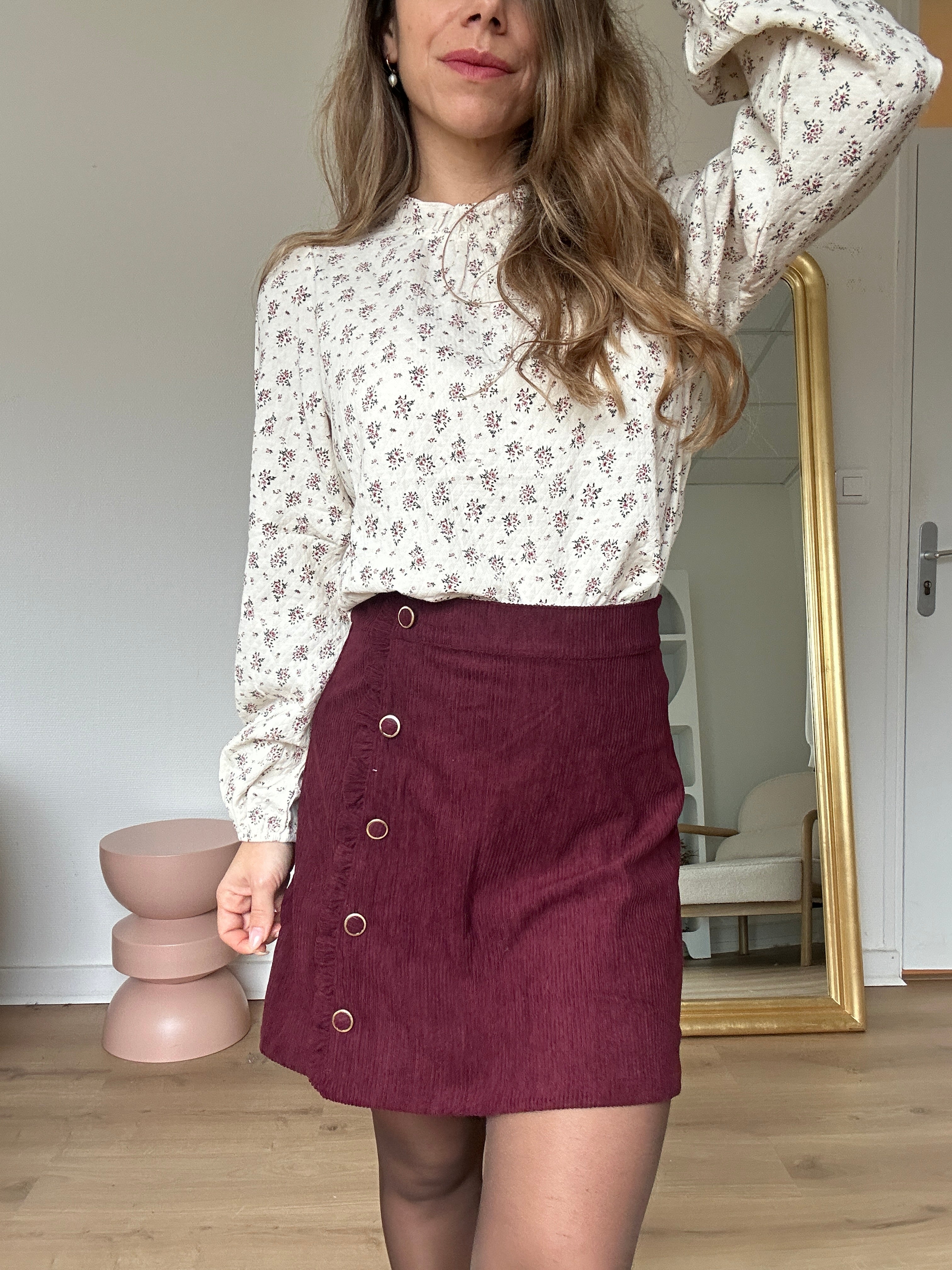 Jupe En Velours Louisa Bordeaux