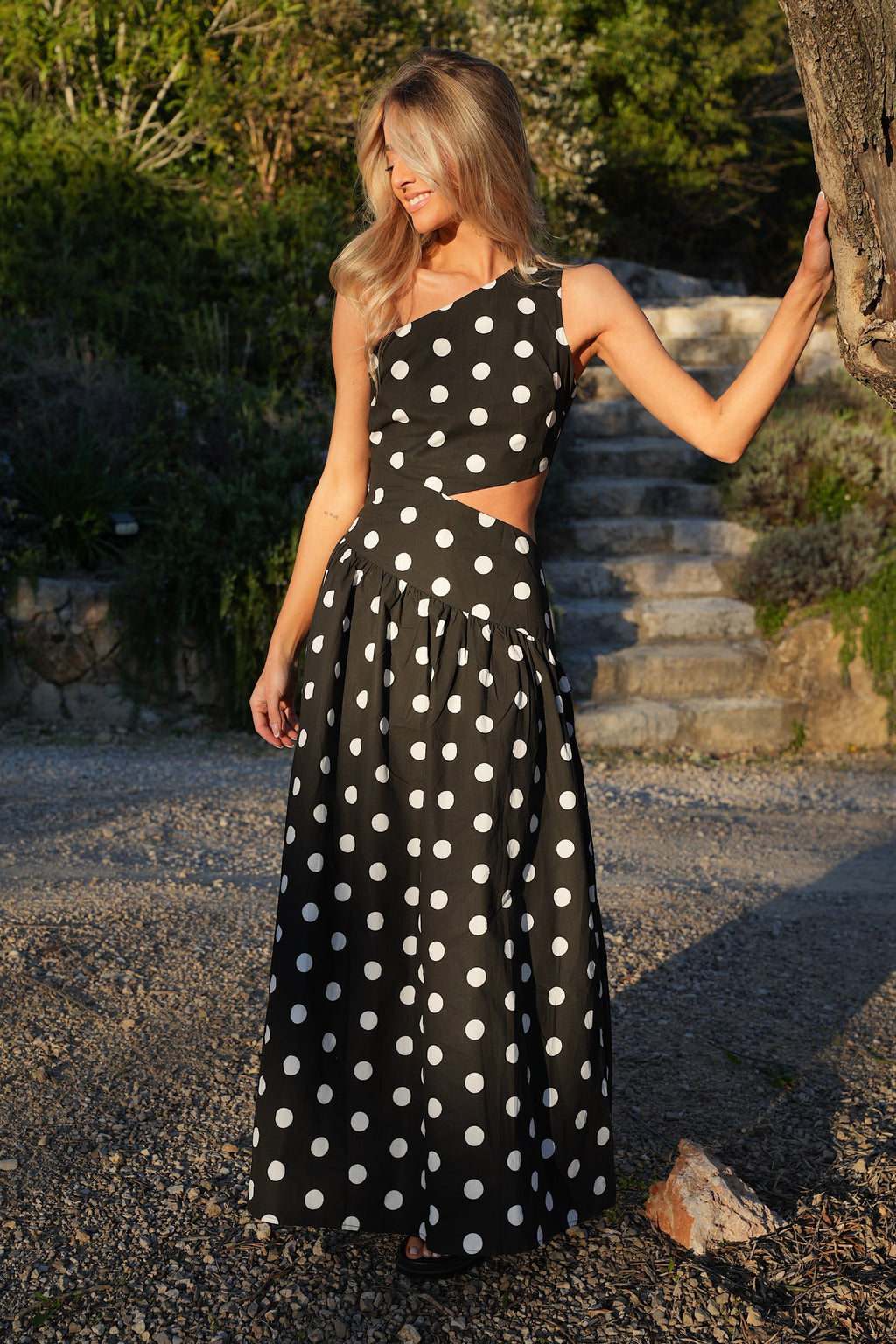 Robe À Pois Émeline - Noir/Blanc