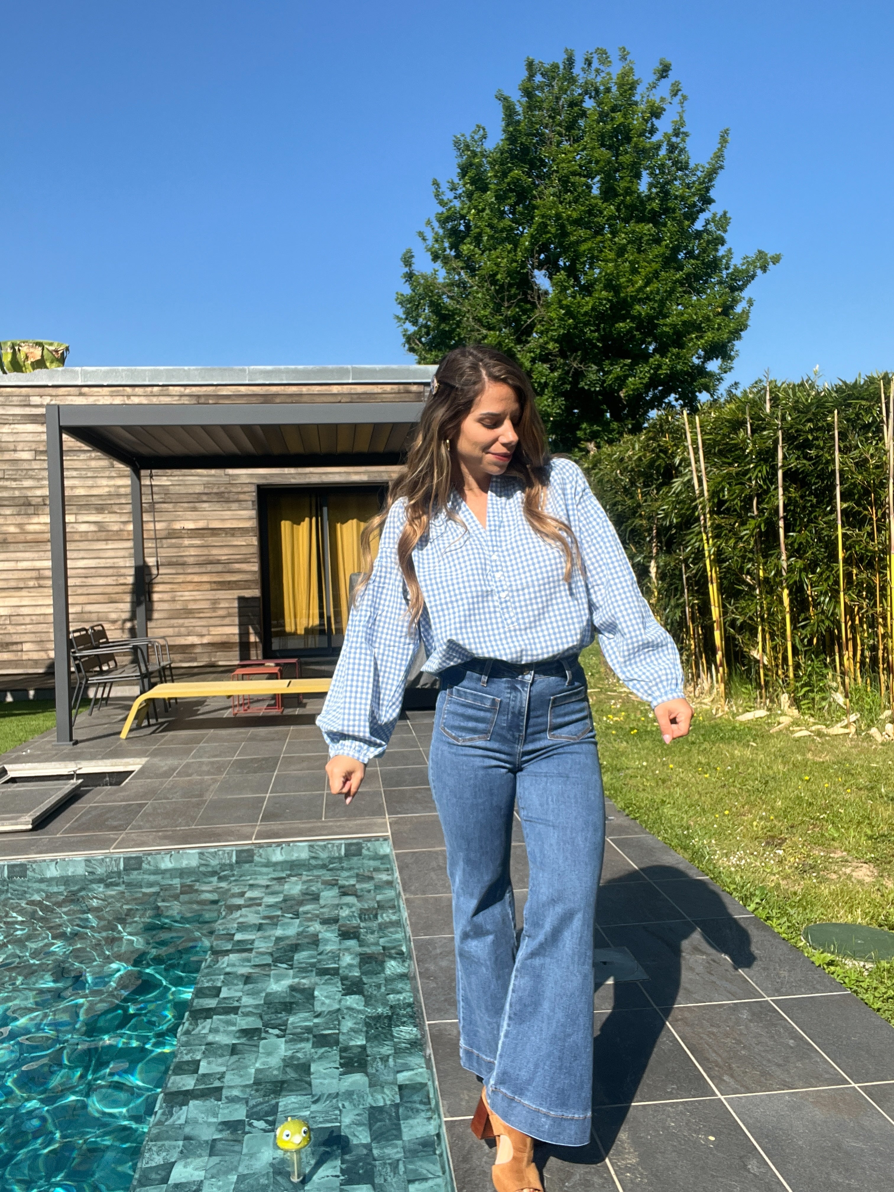 Blouse Vichy Bleu Ciel Clothilde