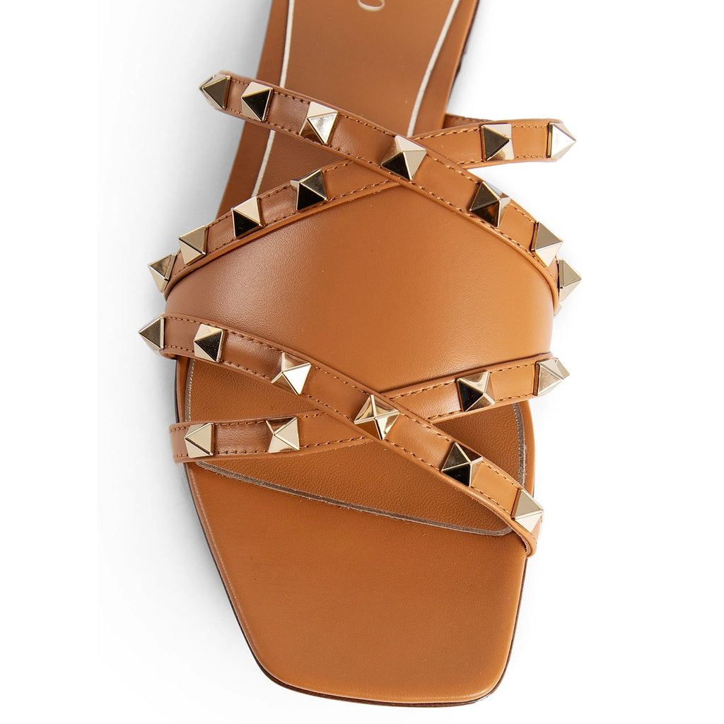 Sandales Valentino Garavani Rockstud Leather - Brown - Femme
