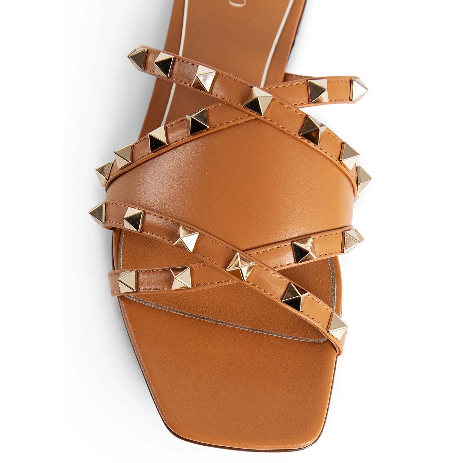 Sandales - Valentino Garavani Rockstud Leather Flat - Brown