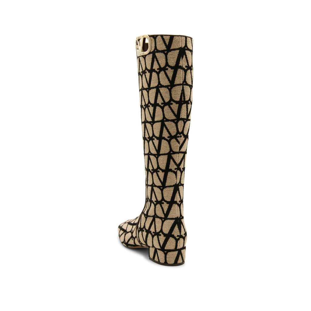 Bottes Valentino Garavani Canvas Logo - Beige - Femme