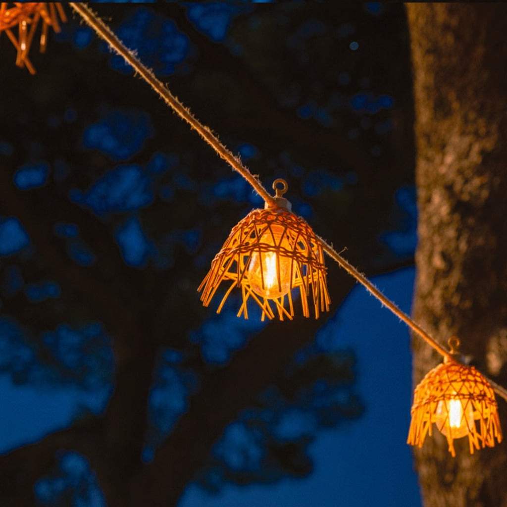 Hawaii - Guirlande Solaire Hybride - Corde - Marron