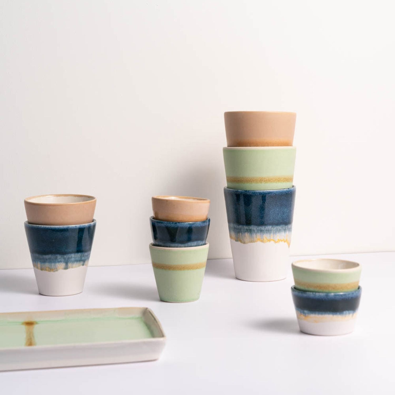 Flow - Set De 4 Tasses À Moka - Grès - Vert