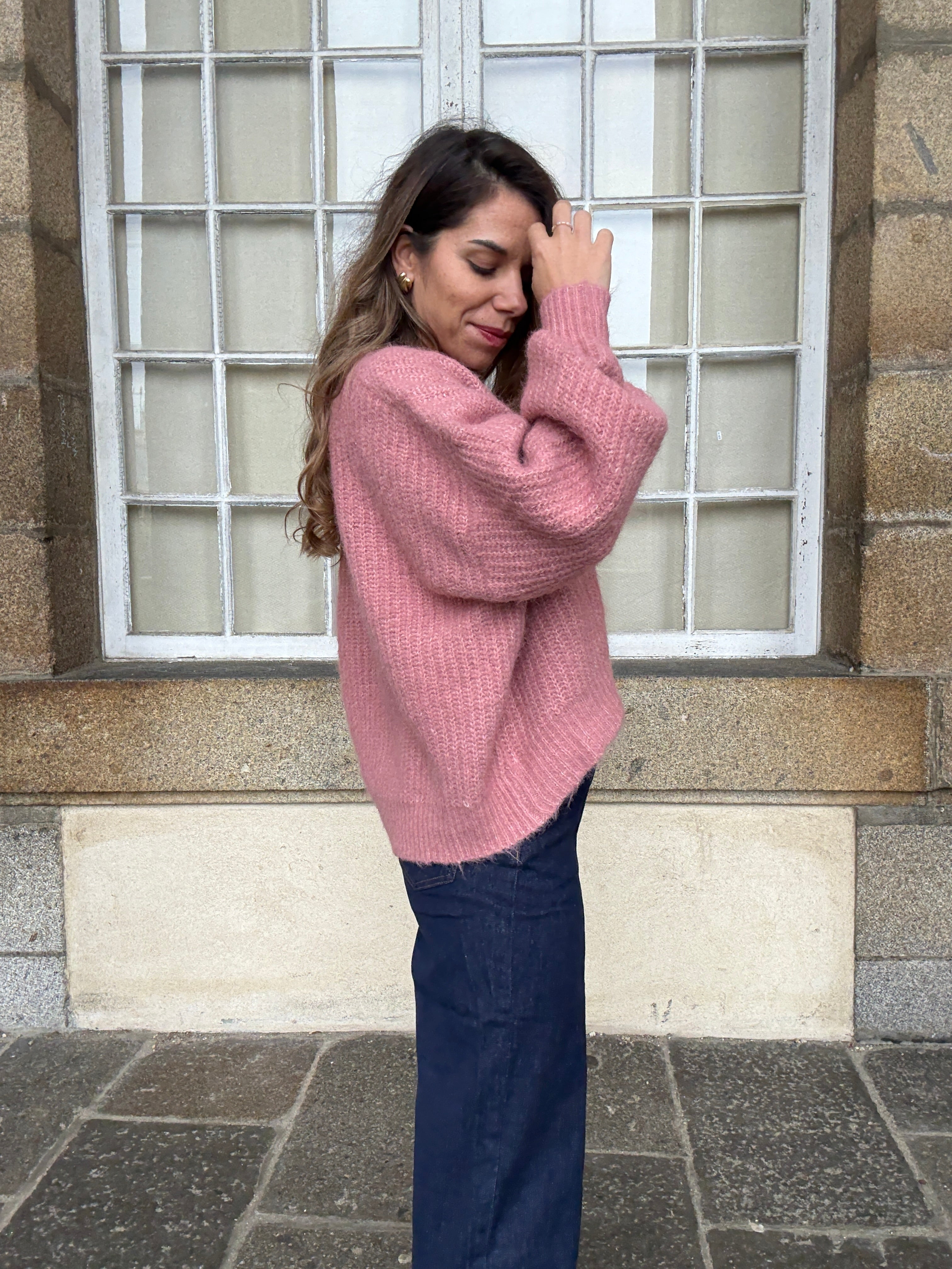 Pull En Maille Jade Vieux Rose