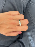 Bague Lágrima Verde Plata